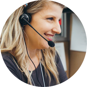 Woman wearing headset